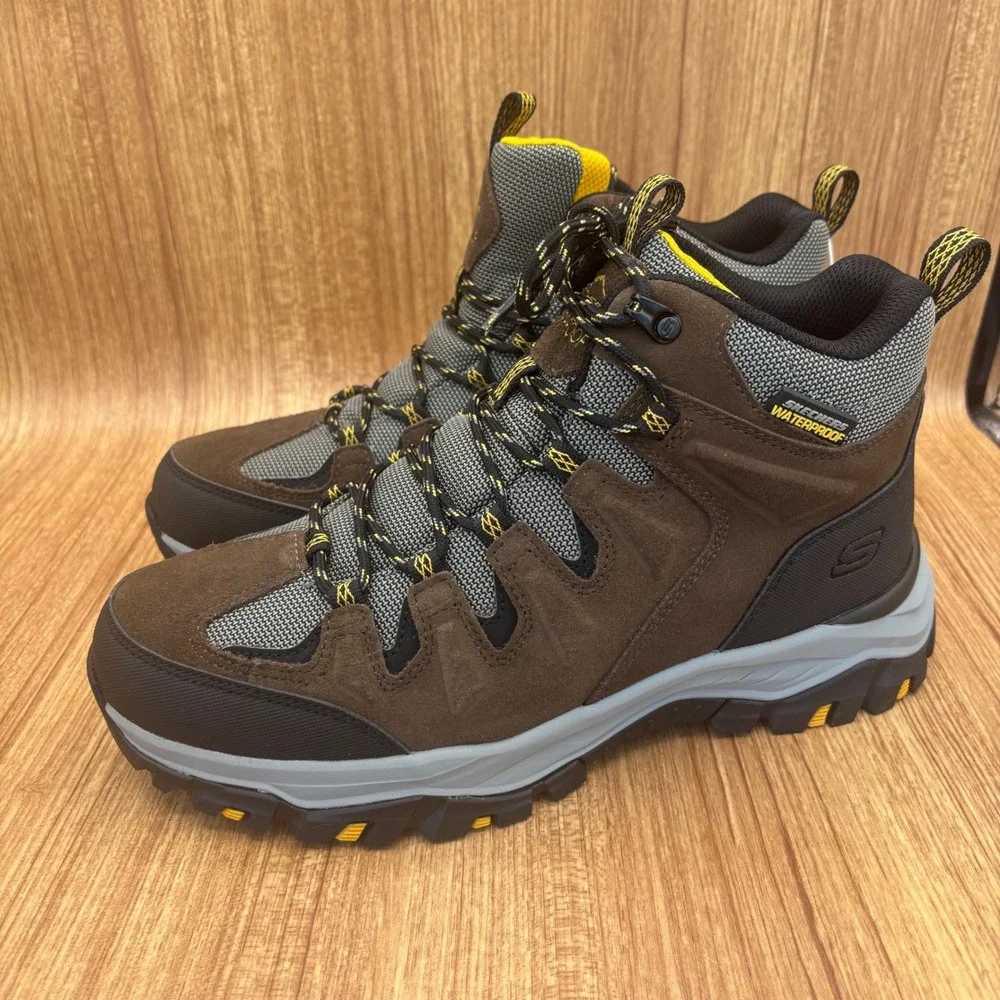 Skechers‎ Rickter-Branson Hiking Boots Mens 9 Khaki Waterproof Relaxed Fit NEW